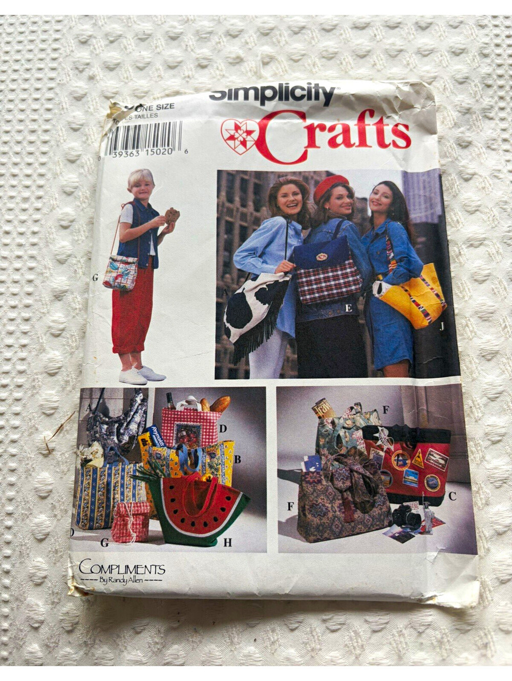 Simplicity 8852 Handbag Tote Sewing Pattern One Size uncut vintage 1990s